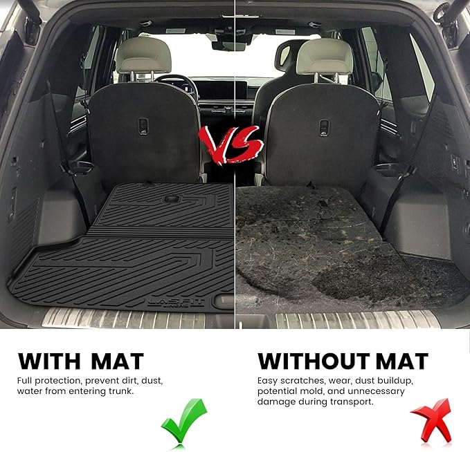 LASFIT Cargo Mats & Backrest for Kia EV9 2024 2025 2026, All Weather TPE Car Trunk Mats Custom Fit for Kia EV9 2026 2025 2024 Cargo Liners & Seatback, Black