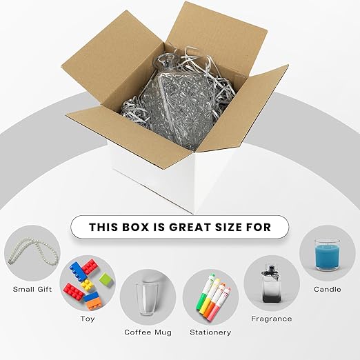 Golden State Art, 7x7x7 White Shipping Boxes, 28 Pack, Square 7" Mailing Box for Small Business, Cube Gift Hat Packaging Box