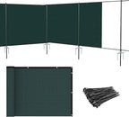 Patio 5' x 62' Outdoor Privacy Screen Freestanding Temporary Fence Panels Net Cover with Metal Poles for Outside Backyard Pool Garden Air Conditioner Fencing, Green