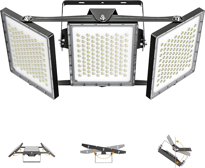 SOLLA 2025 Elite New Upgraded LED Flood Light Outdoor 600W 90000lm Stadium Flood Lights, 5000K IP66 Waterproof Adjustable Floodlight for Street, Parking Lot