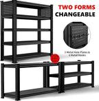 SILVEL 48.2" W Garage Shelving, 5000LBS Heavy Duty Metal Shelving, 2025 Solid Storage Shelves with 2 Side Pegboards, Industrial 5 Tier Shelves for Basement Pantry Warehouse Supermarket, 8 Pack