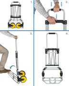 Mount-It! Folding Hand Truck and Personal Dolly, Aluminum Trolley, Heavy Duty 264 Lb Capacity Cart, Dolly Cart with Wheels of Durable Rubber, Soft Grip Telescoping Handle for Indoor Outdoor, Foldable