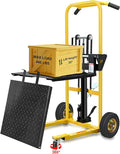 Hydraulic Material Lift, Pallet Jack Table Cart- 480-Lb. Capacity, 35in Lift. with Swivel Wheels, Steel Platform Board (03 Yellow, 480 LB)