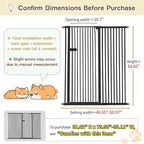 Lumizone Extra Tall Cat Gate 61.02" High Pressure Mounted Extra Wide 2025 New (17 Sizes) 1.37" Gap No Drilling Auto-Close One-Handed Operation Tall Pet Gate for Dogs(Black, 61.02" H x 46.65"-50.97" W)