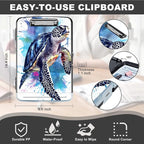 Heavy Duty Plastic Clipboard with Storage & Pen Holder, Low Profile Clip - Blue Turtle