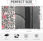 Premium Car Registration and Insurance Card Holder, Cute PU Leather Car Document Holder, Vehicle Glove Box Car Organizer with Magnetic Closure for Driver License, Cards Leopard Rose