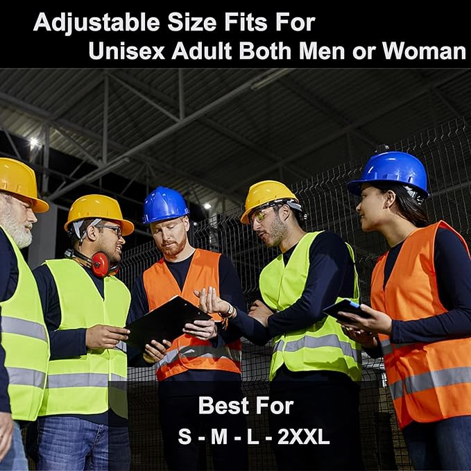 Black Safety Vests 10 Pack - Reflective High Visibility Construction ANSI Class 2 Work Vests for Men,Woman,Hi Vis Mesh and Neon Silver Strip