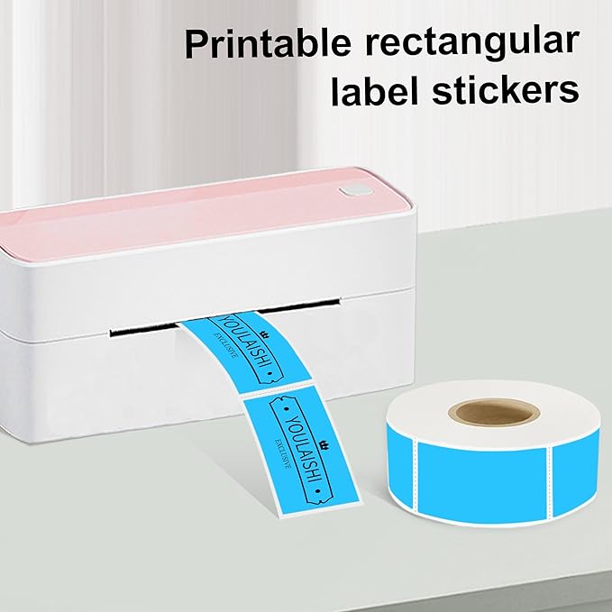 1X2 inch Label Stickers Roll for Thermal Printer 500PCS Colored Removable Freezer Labels Waterproof Blank Sticker Labels to Write on for Food Containers and Jars, Sky Blue