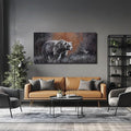 ZHENGYIN Black and White Bear Wall Art,Large Grizzly Wildlife Canvas Print, Bird Accent, Rustic Western Wall Decor for Living Room Office, Above Sofa, 24x48 Inch