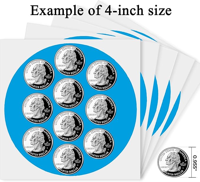 4 Inch Large Blue Circle Thermal Labels, Self-Adhesive Round Inventory Stickers, Multi-Purpose Round Roll Thermal Printing Stickers for Business and Domestic Use-300 Labels/Roll