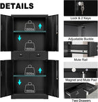 Metal Storage Cabinet, 71" Locking Storage Cabinet with Adjustable Shelves and 2 Drawers, Steel Cabinets for Office, Garage, Home, School, Utility Room(Black)