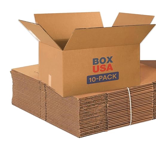 Box USA Shipping Boxes 24"L x 18"W x 12"H 10-Pack Large Double Walled Corrugated Boxes for Shipping, Packaging, Moving, Storage Box for Home or Business, Strong Wholesale Bulk Boxes