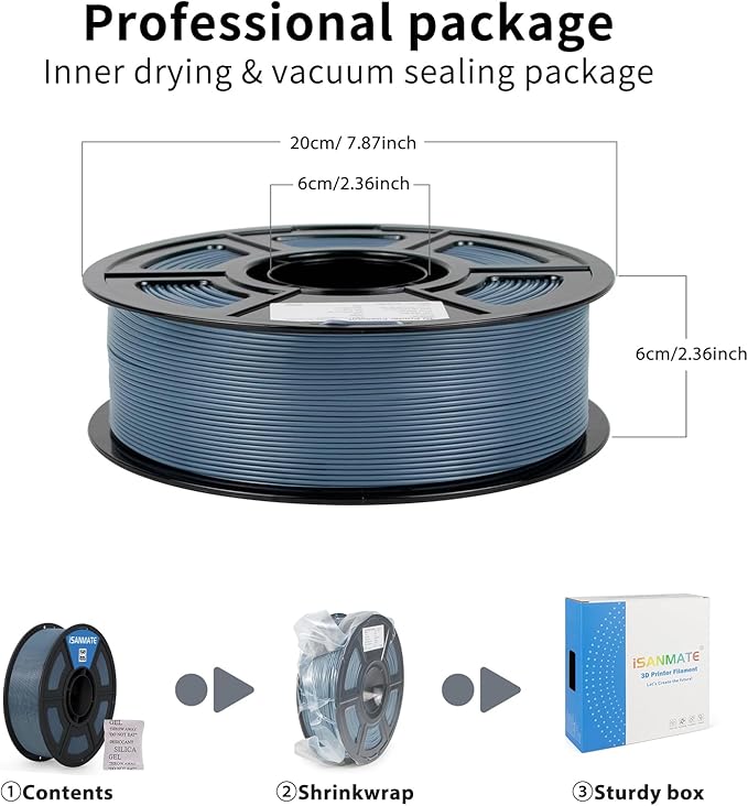 iSANMATE ASA Filament 1.75mm Bluish-Grey 1KG, UV & Weather Resistant 3D Printer Filament Perfect for Outdoor Functional Parts, Dimensional Accuracy +/- 0.02mm, 1kg Spool (2.2lbs)