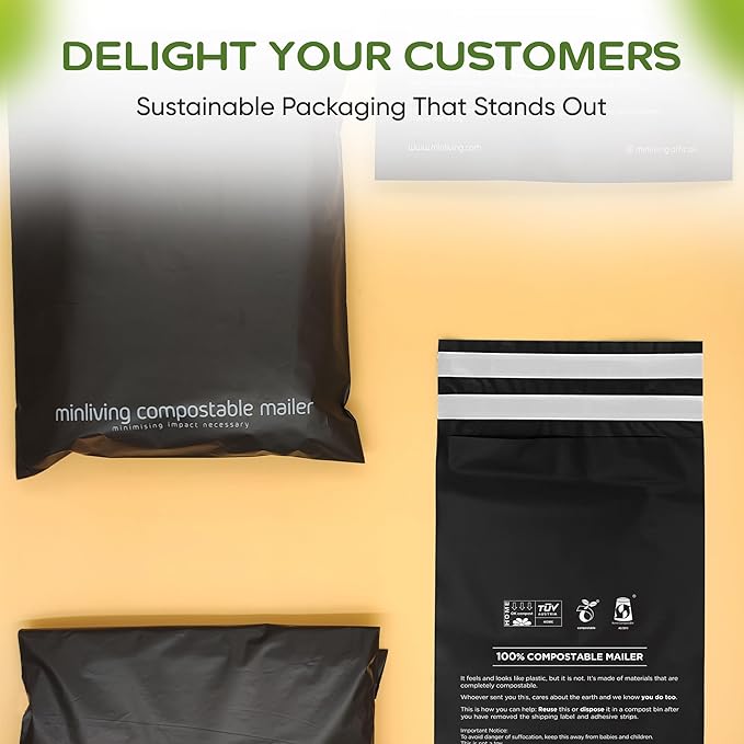 Reusable Double-Sealed Mailing Bags - Multi-Size Mailers (20 Pack 6x9, 20 Pack 10x13, 20 Pack 14.9x19), Plant-Based Packaging Envelopes With Adhesive Seal - 60 Pack Starter Set