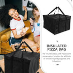 Large Capacity Insulated Pizza Bag with Double Zippers Lightweight Thermal Food Cooler for Hot and Cold Foods Portable Grocery Insulated Carry Bag