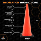Xpose Safety 36 Inch Orange Traffic Cones Heavy Duty 12lb, 24-Pack - Multipurpose PVC Plastic Safety Cone for Parking, Soccer, Caution, Kids and Construction - DOT Approved