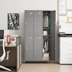 Employees Locker, 72" inch Tall Metal Storage Locker with 6 Doors for School Hospital Garage Gym Home Office with 12 Hooks, Requires Assembly (Dark Grey)
