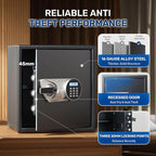 BlackSmith Biometric Handgun Safe 1.8 Cub Home Safe Quick Access Fingerprint Security Lock Box for Money Firearm Valuables with Dual Alarm System Fireproof Bag and Removable Shelf, Black