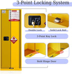 48 Gallon Yellow Flammable Storage Cabinet, Fireproof Steel Chemical Storage Locker with Adjustable Shelves, for Flammable Liquids, Industrial Use, Free Returns!