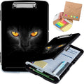 Clipboard with Storage,Heavy Duty Plastic Storage Clipboard with Low Profile Clip,Teacher Must Haves,Office Supplies,Black Cat Eyes
