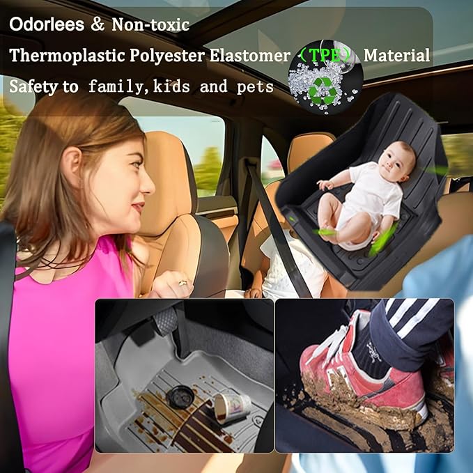 Aiqiying Floor Mats Compatible with Ford Escape 2020-2025 Models，All Weather Carpet Liners Waterproof Durable Custom-Fit Front Rear Full Set Protection TPE Accessories