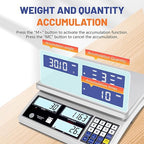 Industrial Counting Scale for Small Part (30kg, 66lb,1g), g/kg/lb,Coin Scale Built-in Battery,Digital Inventory Scale with Alarm Mode, RS-232 Interface for Printer Connectivity