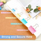 Binder Clips Assorted Sizes, 140 PCS Colored Binder Paper Clips Office Clips Office Supplies Desk, 4 Sizes Cute Binder Clips Large Medium Binder Clip Small Paper Clips Medium Paper Clamps (Colored)