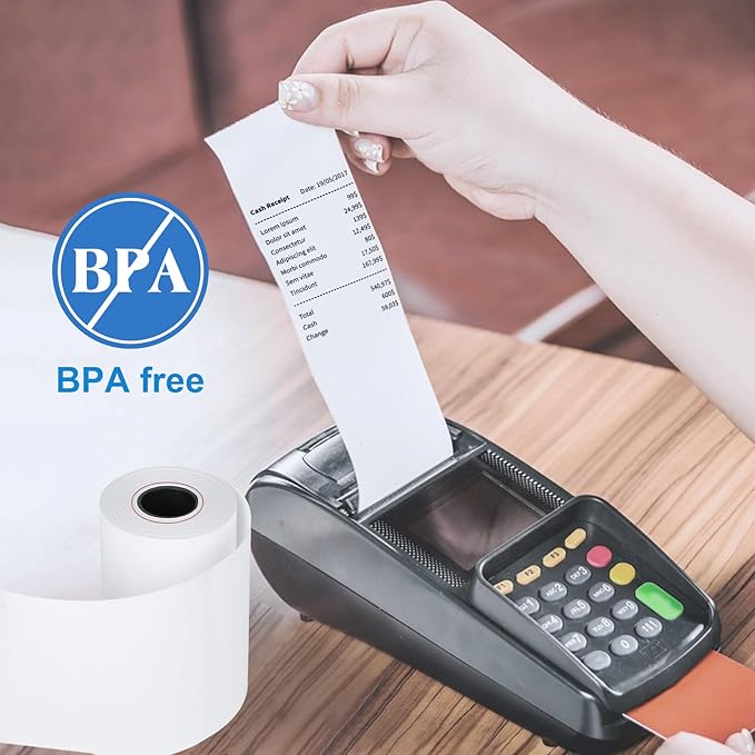 (50 Rolls) 2 1/4 X 85 Thermal Receipt Paper Rolls- Fits All Pos Cash Registers, For Clover POS Cash Register Printers-Premium Quality German Paper