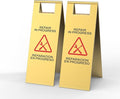 2 Pcs Maintenance Work in Progress Floor Sign , 24 Inch Stainless Steel Repair In Progress Sign Double Sided Foldable Bilingual Commercial Safety Warning for Hotel Market Restroom Restaurant Office (Gold)