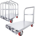 YITAHOME 2-in-1 Steel Panel Truck Cart 2200 LBS, Heavy Duty Platform Truck Carts with 4 Side Handrails, Flatbed Lumber Cart Drywall Carts with 4 Rubber Swivel Casters for Loading and Storage
