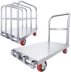 YITAHOME 2-in-1 Steel Panel Truck Cart 2200 LBS, Heavy Duty Platform Truck Carts with 4 Side Handrails, Flatbed Lumber Cart Drywall Carts with 4 Rubber Swivel Casters for Loading and Storage