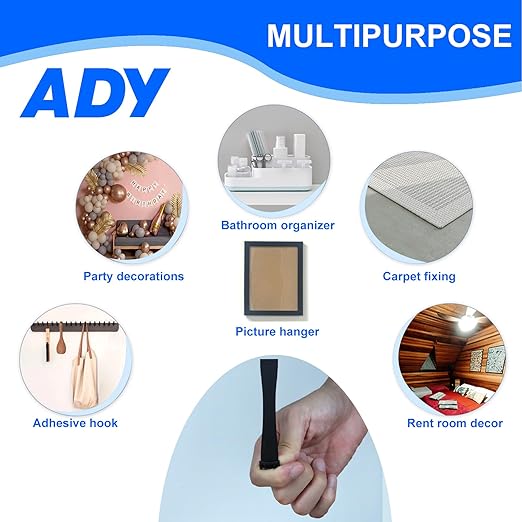 ADY Removable Double Sided Tape Heavy Duty 40 Pack, Picture Hanging Strips Damage Free for Wall, Refill Adhesive Strips for Rent Room, Foam Adhesive Mounting Tape for Decor, Poster