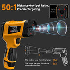 -58°F to 3992°F High-Temp Infrared Temperature Gun, Industrial Laser Thermometer Gun High Precision Triple Laser Non-Contact Pyrometer Termometer for Furnace, Kiln, Forge, Furnace, Engine, HVAC