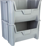 Hudson Exchange 20" x 15" x 12.5" (3 Pack) Plastic Giant Stackable Hopper Bin Container, Gray
