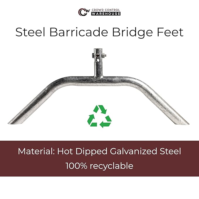 Angry Bull Barricades Metal Interlocking Steel Barricade (8.5 Ft. Heavy Duty, Bridge Feet, Red Powder Coated, Set of 10)