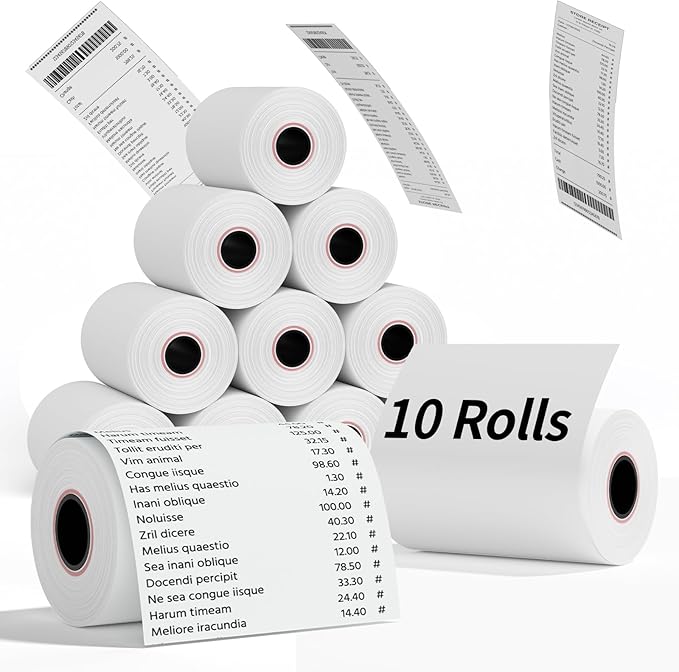 (10 Rolls) 2 1/4" x 85' Thermal Receipt Paper Roll, Cash Register POS Thermal Paper, Credit Card Thermal 2 1/4 in x 85 ft.