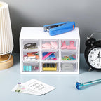 Amyhill 6 Pcs Mini Drawer Organizer Small Organizer with 9 Drawers Plastic Desktop Craft Storage Box for Office Home Room Jewelry Cosmetics Collection(White)