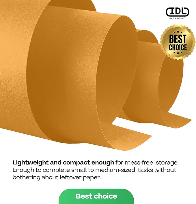 Orange Kraft Paper Roll 18" x 1200" (100 feet) with Cutter - USA-Made Gift Wrapping Paper for Packing, Moving, Shipping & Crafts/Arts - 100% Recyclable Natural Craft Material by IDL Packaging