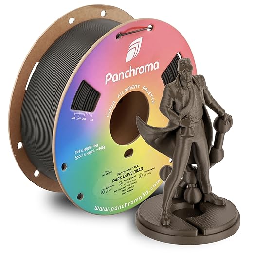 Panchroma PLA Dark Olive Drab 3D Printer Filament, 1.75mm, 1kg Spool, Easy to Print, High Speed Printing, Tangle Free, AMS Compatible, Perfect for Toys, Decor, Miniatures, Models & Cosplay