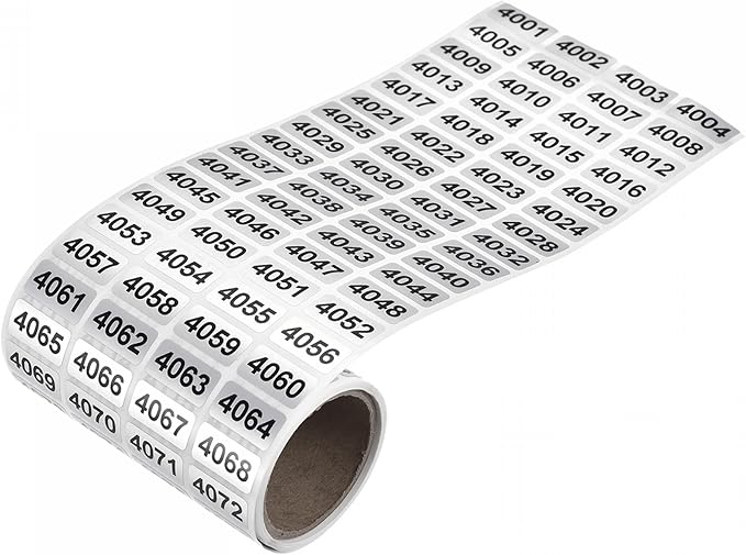 MECCANIXITY 4001 to 5000 Consecutive Number Stickers Inventory Label Black Numbers for Office Warehouse Numbering Classification