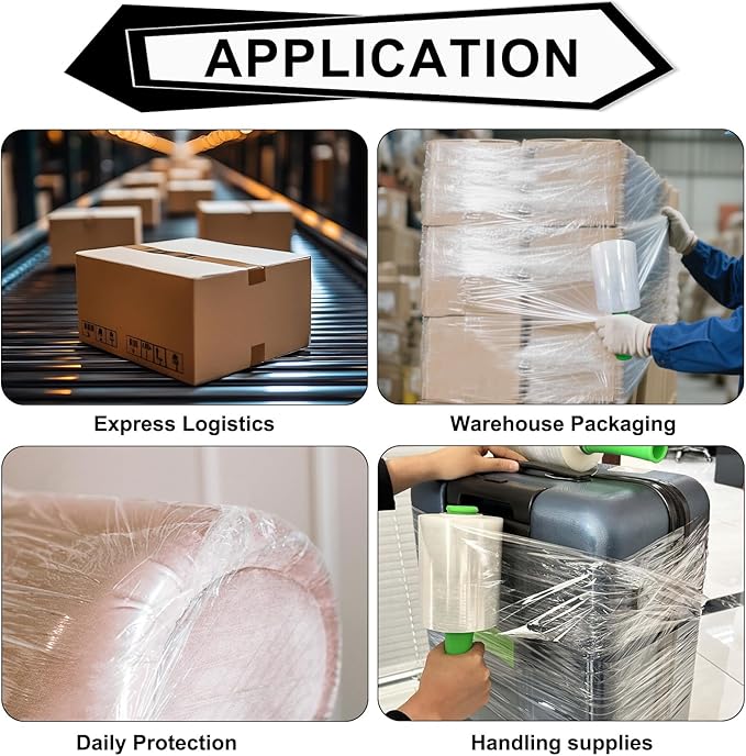 ROSEUP Clear Stretch Wrap Film 5" x 1000ft Roll, 80 Gauge Thick Cling Plastic Wrap for Moving, Pallet Wrap, Self Adhering Packaging Heavy Duty Shrink Film, 10 Pack