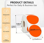2 inch Dot Stickers Labels Circle Garage Sale Sticker 750Pcs Round Thermal Printer Stickers Printable Writable Price Labels for Yard Sale, Fluorescent Orange