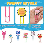 30 PCS Bookish Paper Clips Metal Paperclip Large Size Paper Clip Cute Bookmark Colorful Office Supplies Bookmark Clamp Desk Accessories Stationery for School Gifts for Christian
