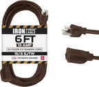 Iron Forge Cable Outdoor Brown Extension Cord 6 ft - 16 Gauge 13 Amp Heavy Duty Brown Outdoor Extension Cords 3 Prong - 16/3 SJTW - Great for Outdoor