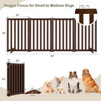 30" Height Tall Freestanding Pet Gate, Solid Wood Folding Safety Fence Wooden Dog Gate with 2 PCs Support Feet Ideal for Stairs, Doorways, Halls, Kitchens, Heavy Duty Gates, 4 Panels, Walnut