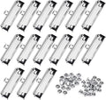 Meetory 15 Pack Clipboard Clips 3.94" Mountable Stainless Metal Clipboards Hardware with Rubber Grip and Hanging Hole(Included 30 Piece Rivets)