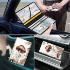 Car Registration and Insurance Holder, Leather Car Glove Box Organizer, Cool Car Accessories for ID, Driver's License Cards & Essential Document,business cards,Men&Women,Mushroom Flower