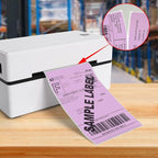 Purple Thermal Labels 3 × 5 Inch Vinyl Self-Adhesive Fanfold Direct Shipping Stickers Waterproof Perforated Printer Decal for Office Warehouse Barcode 300 PCS