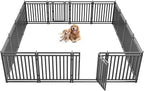 Dog Fence Outdoor for Yard Indoor Dog Playpen 32" Height 16 Panels Portable Dog Pen Metal Dog Kennel for RV Camping(Black-Silver)