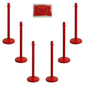 Mr. Chain Plastic Stanchion Kit with 50 Feet of 2.5 inches Dia. Link Chain and C-Hooks, Red, Pack of 6 (71105-6)